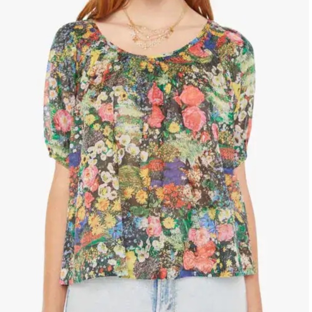 MOTHER The Garden Party Tie Back Peasant Top Blouse